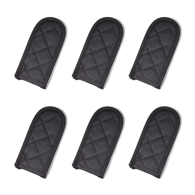 HAWOK Temperature Hot Catton Cast Iron Skillet Handle Holders Mitts Pot Holder Handle Covers Set of 6,Blackâ€¦â€¦ - Image 1